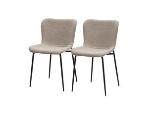Chaises de salle à manger lot de 2 à dossier haut arrondi - soutien lombaire, tissu et métal kaki