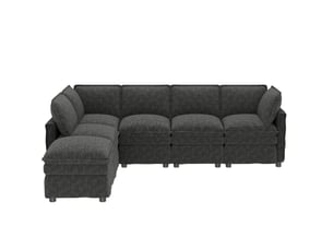 Canapé modulable tcqpz xxl 6 places avec fonction couchage forme u ou l chenille gris 344 x 127 x 91 cm