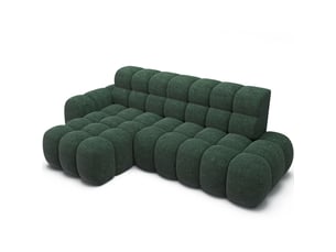 Canapé d'angle convertible bulla 3 places vert émeraude angle gauche – tissu bouclette avec extension d'assise électrique