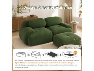 Canapé d'angle réversible 3 places en velours côtelé vert,canapé scandinave en forme de l réversible pour le salon,208×178×75cm