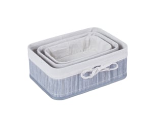 Lot de 3 paniers de rangement polyvalents salle de bain salon 12 x 32 x 23 cm en bambou naturel 13_0011470