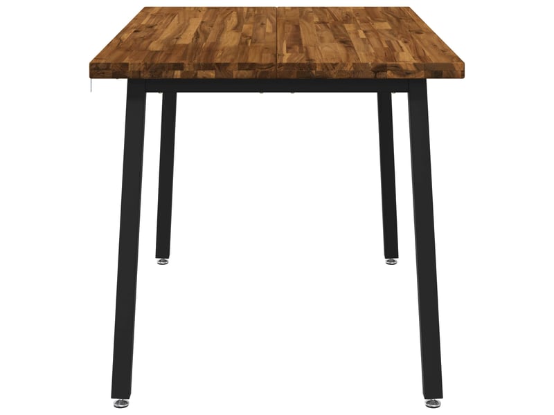 Table à manger moderne 120x80x75 cm bois d'acacia massif naturel et noir shl85358 - Conforama E