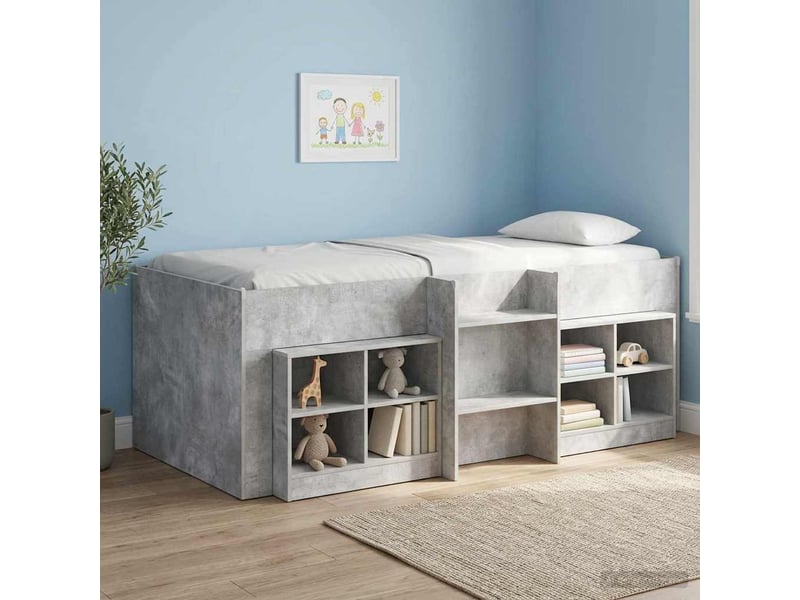  Cadre de lit élevé pour enfants - lit jeune gris béton 80 x 200 cm  - Conforama B