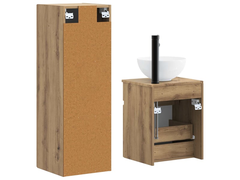 Ensemble de mobilier de salle de bain 2 pcs chêne artisanal shl8982 - Conforama D