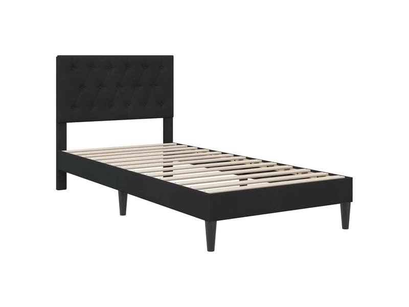 Lit simple- lit adulte - cadre de lit avec tête de lit noir 100 x 200 cm velours - Conforama B