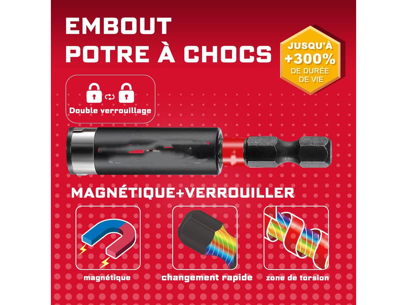 Lot de 22 embouts de vissage 2550mm ph pz, s2 acier allié magnétique embout de tournevis - Conforama C