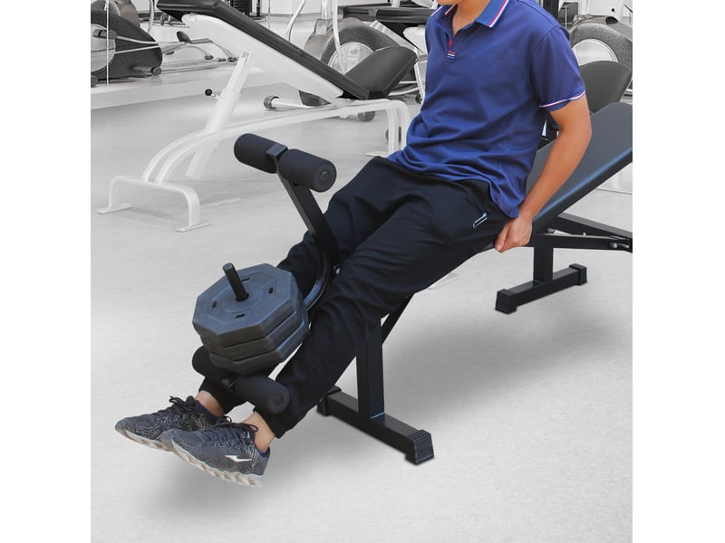  Banc de musculation multifonction 172 x 83 x 118 cm noir en fer, pliable avec support de barre réglable  - Conforama C