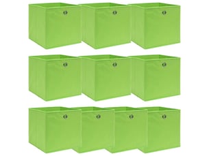Boîtes de rangement 10 pcs vert 32x32x32 cm tissu