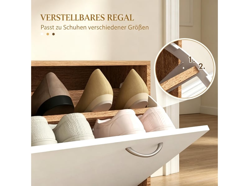  Penderie mobile - armoire de couloir avec panneau porte-manteaux, miroir, banc à chaussures, 6 patères et étagère réglable  - Conforama W