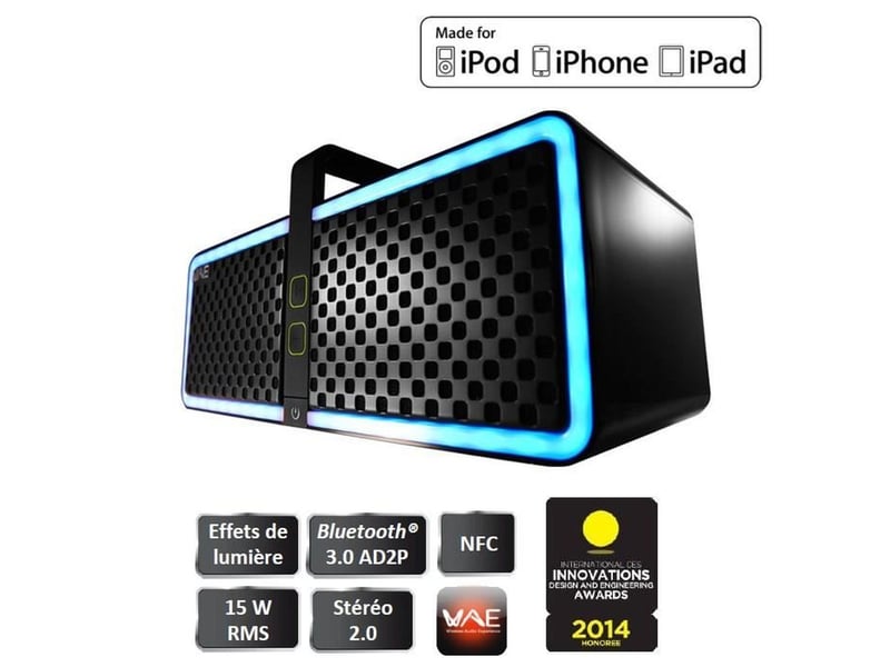  Enceinte bluetooth portable 15w rms noir nfc rgb led aux usb 4780764 - Conforama A