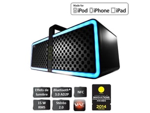 Enceinte bluetooth portable 15w rms noir nfc rgb led aux usb