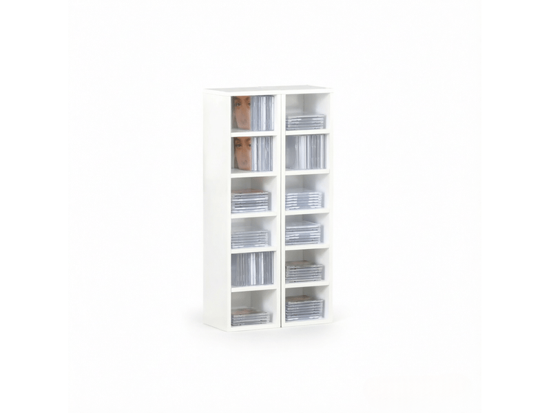 Étagères cd multimédia 21 x 19,2 x 88,3 cm – blanc – lot de 2, 12 compartiments, capacité 160 cd - Conforama A