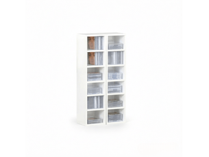 Étagères cd multimédia 21 x 19,2 x 88,3 cm – blanc – lot de 2, 12 compartiments, capacité 160 cd