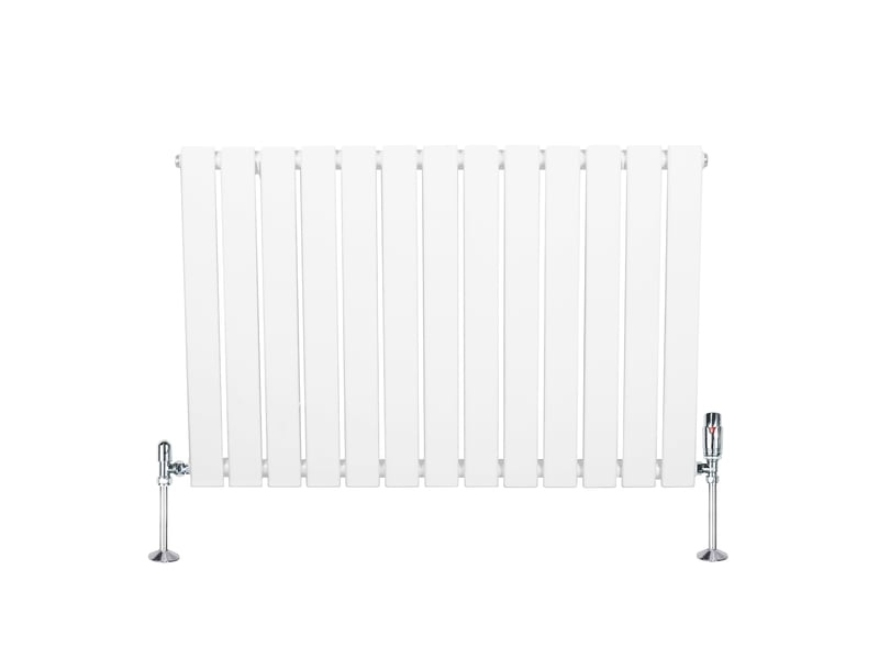 Radiateur plat à 1 colonne & vannes 600 x 910 mm en acier blanc chauffage centrale moderne horizontale monté sur mur cuisine salle de bain [brosse de 40532 - Conforama A