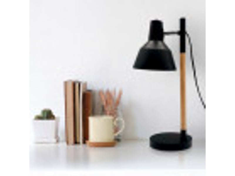  Lampe de bureau fabrilamp basil 1 x e14 noir hêtre 50 x 17 x 23 cm articulée orientable 350° 161171009 - Conforama D