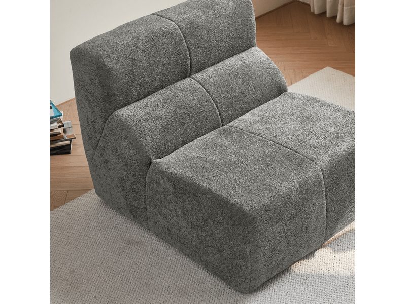  Fauteuil tcqpz 1 place en velours gris clair 93 x 109 x 79 cm sans pieds mousse haute densité  - Conforama D