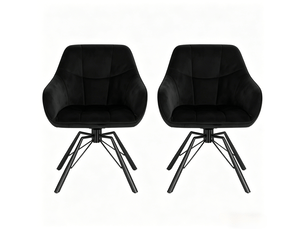 Chaises de salle à manger 2 pièces pivotantes à 360° avec accoudoirs, métal et velours noir