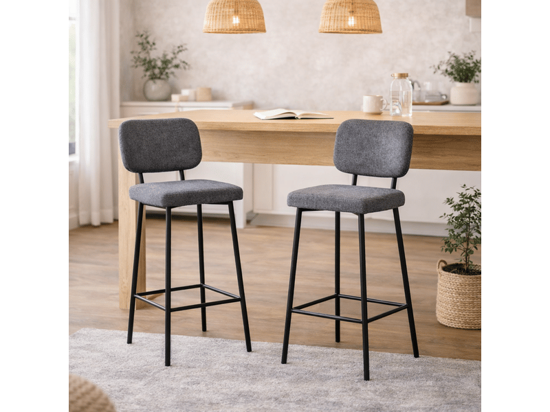  Lot de 2 tabourets de bar – assise confortable – dossier intégré  - Conforama B