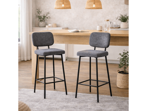 Lot de 2 tabourets de bar – assise confortable – dossier intégré