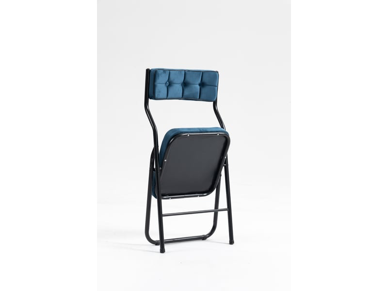  Lot de 2 chaises de salle à manger pliantes en velours bleu W3050P254456 - Conforama E