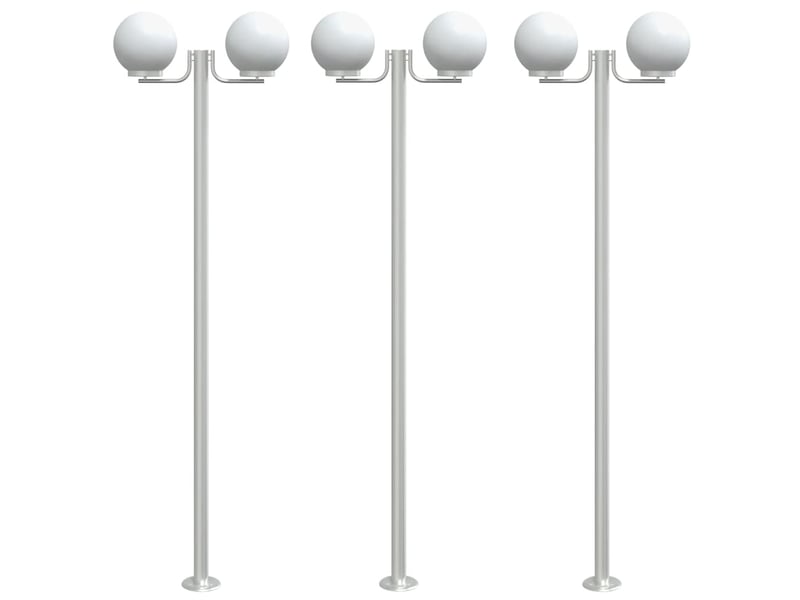  Lampadaires d'extérieur 3 pcs argenté 215 cm acier inoxydable argent 02_0042558  - Conforama A