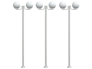 Lampadaires d'extérieur 3 pcs argenté 215 cm acier inoxydable argent 02_0042558