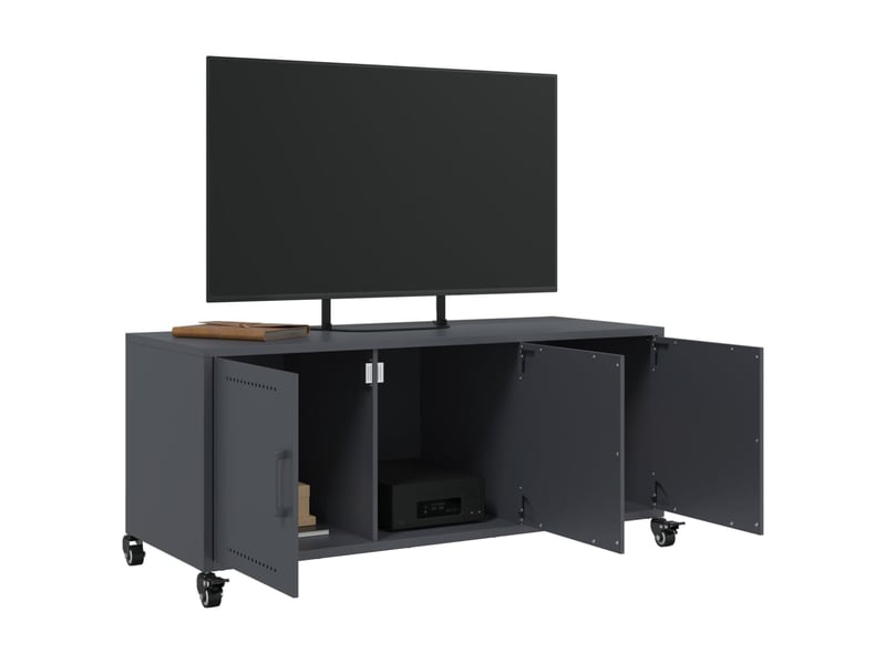  Meuble tv - banc tv - meuble de rangement anthracite 100,5x39x43,5 cm acier  - Conforama D
