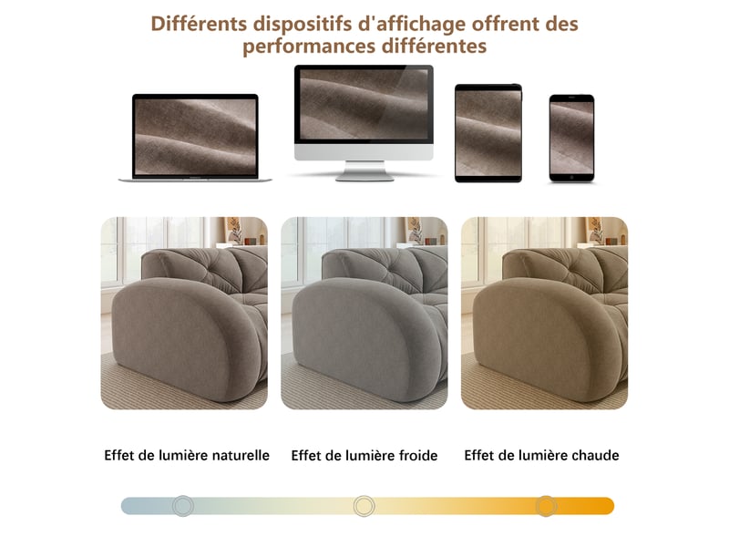  Canapé d'angle modulaire - 4 places - marron - chenille - 358x171x76 cm - 69.05 kg - confort doux - mousse haute densité  - Conforama W