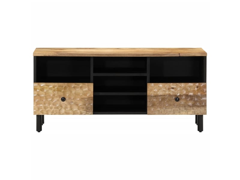  Meuble tv - banc tv - meuble de rangement 100x33x46 cm bois massif de manguier  - Conforama C