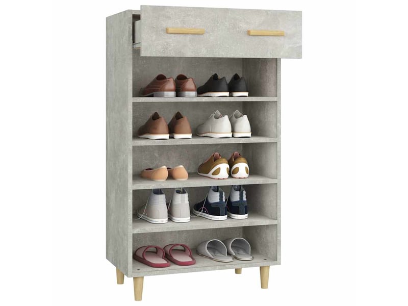  Meuble à chaussure, armoire à chaussures gris béton 60x35x105 cm bois d'ingénierie  - Conforama E