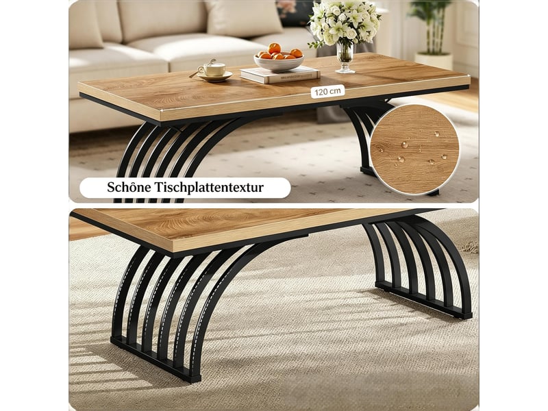  Table basse rectangulaire en bois et métal marron et noir 120 x 60 x 45 cm T5828P506314 - Conforama D