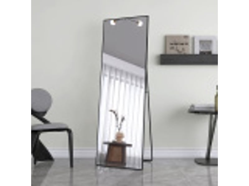 Miroir complet rectangulaire 162 × 53 cm, miroir de sol sur pied avec support, miroir décoratif pour chambre à coucher, salle de bain, entrée, couloir, noir - Conforama E
