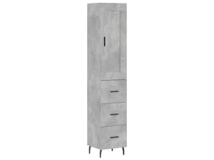 Buffet haut - bahut - meuble de rangement gris béton 34,5x34x180 cm bois d'ingénierie
