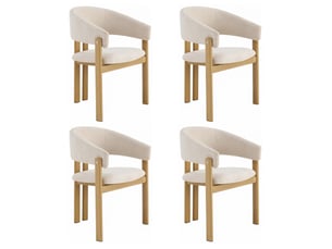 Lot de 4 chaises de salle à manger 61,5x52,5x83 cm avec accoudoirs métal beige et aspect bois naturel