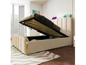 Lit coffre 90x200 cm VIVRYN coloris beige