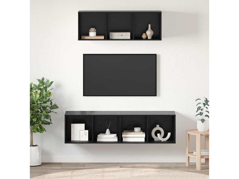  Ensemble meuble tv - banc tv - meuble de rangement 2 pcs chêne noir bois d'ingénierie  - Conforama B