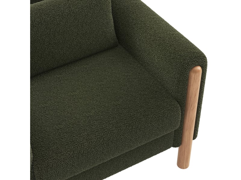  Canapé 1 place en teddy vert avec coussin épais et accoudoirs, 87x83x88,5 cm, pour salon ou chambre  - Conforama D