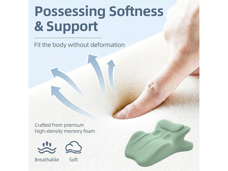 Coussin wedge en mousse à mémoire de forme, inclinaison 27°, support ergonomique pour dos, cou et jambes, vert, 59x46x24 cm - Conforama C