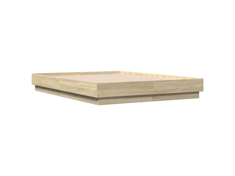  Lit double- lit adulte -  cadre de lit avec led sans matelas chêne sonoma 135x190 cm  - Conforama B