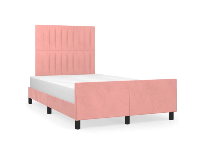  Lit double- lit adulte -  cadre de lit sans matelas rose 120x190 cm velours  - Conforama A