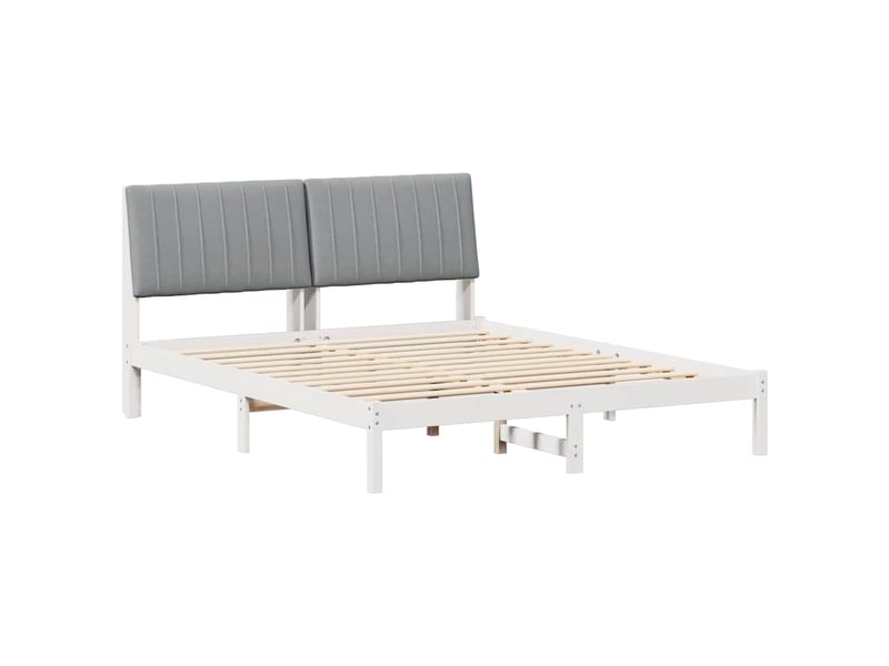  Lit double- lit adulte -  cadre de lit avec tête de lit blanc 150 x 200 cm pin massif  - Conforama A