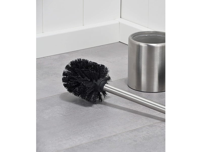  Brosse wc en acier inoxydable et verre – argenté et noir  - Conforama D
