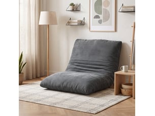 Canapé de sol convertible 145x184 cm 2-en-1 velours côtelé gris foncé sans matelas
