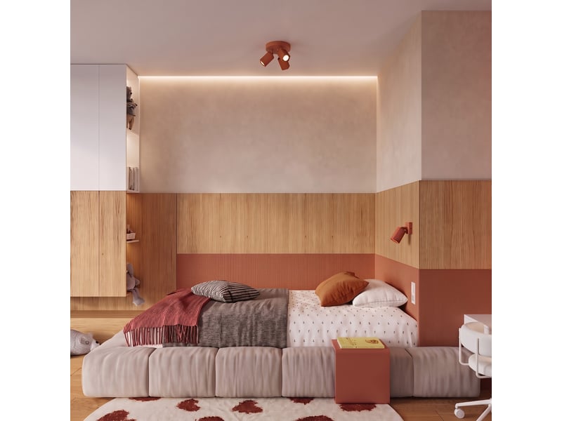  Applique rayo ocre rouge avec interrupteur aluminium moderne 16x8x16cm SL.3189 - Conforama B
