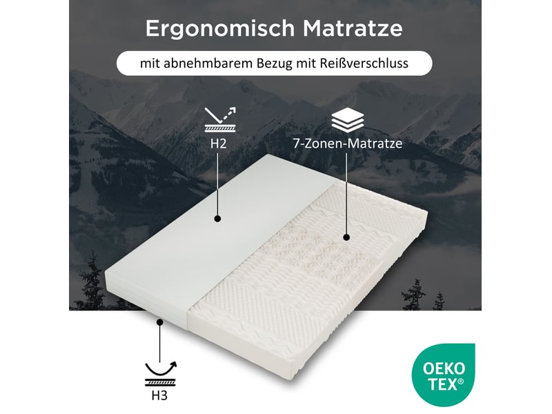  Matelas en mousse 140x200 cm 7 zones réversible h2h3 blanc  - Conforama D