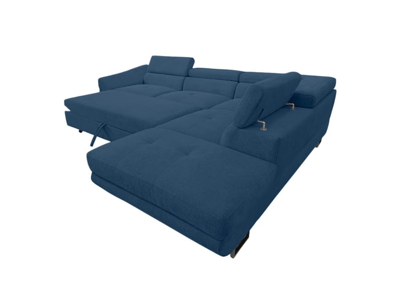  Canapé d'angle cassiope convertible avec coffre en tissu - bleu foncé - angle droit CASSIOPE - Conforama E