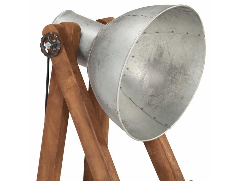  Lampadaire argenté e27 bois de manguier massif  - Conforama E