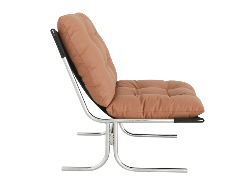 Fauteuil lounge barcelona,72,2x84,1x84,6 cm,avec piètement chromé,similicuir,marron - Conforama D