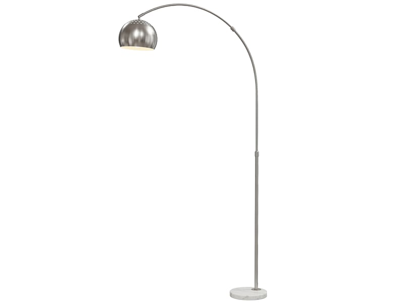  Lampadaire à arc argenté avec pied en marbre, tête orientable, 167 cm pour salon et chambre  - Conforama D