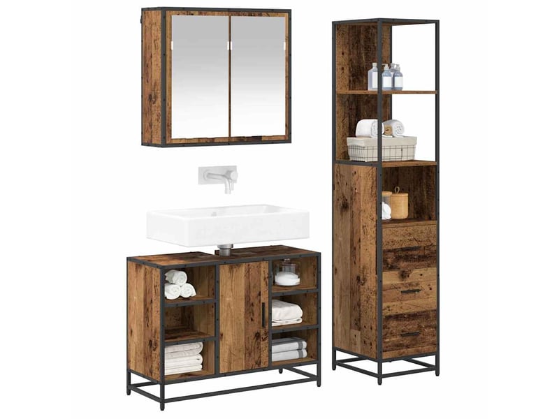 Ensemble de mobilier de salle de bain 3 pc bois ancien cf64267 - Conforama C